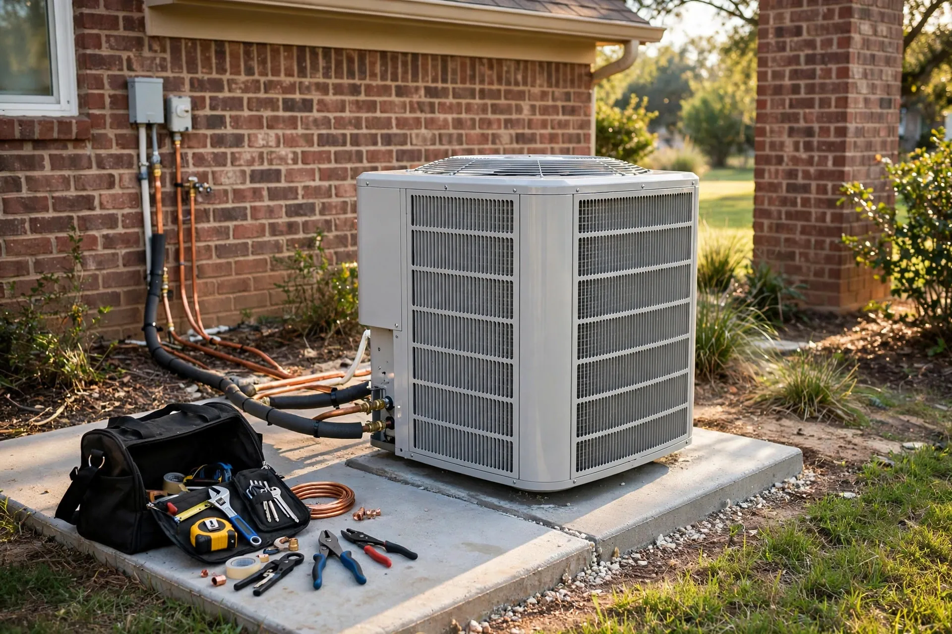 Newly installed AC condenser unit
